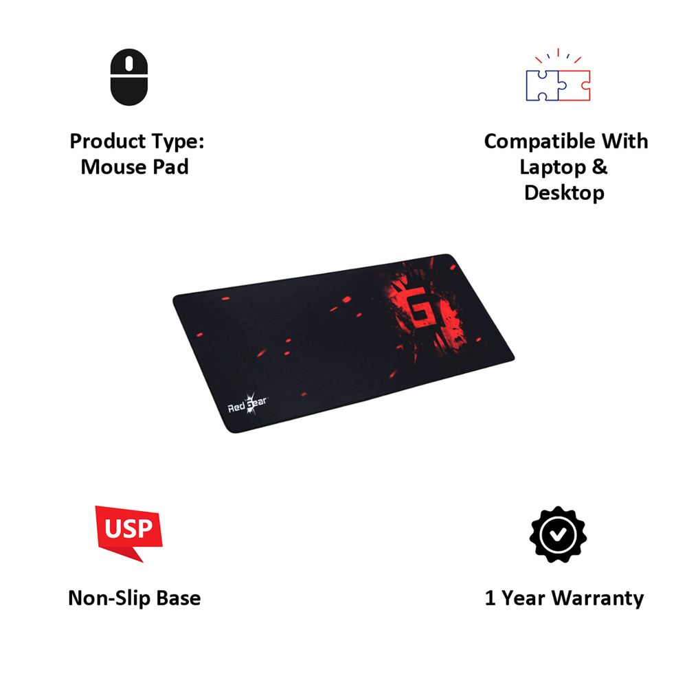 Buy Red Gear MP80 Gaming Mouse Pad (Soft And Durable, 8904130838156